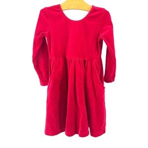 Hanna Andersson Girls Red Velour Dress with Pockets